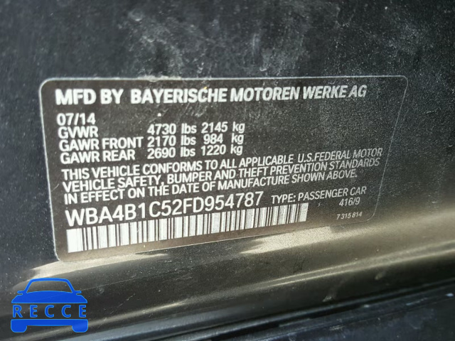2015 BMW 435 I WBA4B1C52FD954787 Bild 9