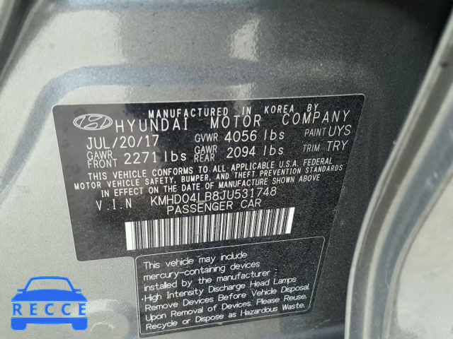 2018 HYUNDAI ELANTRA SP KMHD04LB8JU531748 image 9