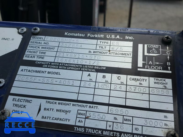 2001 KOMATSU FORKLIFT 35285 image 9