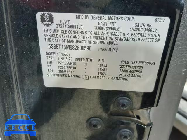 2008 SAAB 9-7X 5.3I 5S3ET13M982800596 image 9
