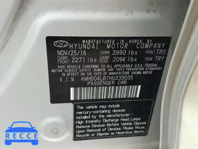 2017 HYUNDAI ELANTRA SP KMHD04LB7HU335035 image 9