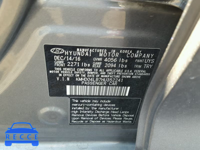 2017 HYUNDAI ELANTRA SP KMHD04LB7HU352241 image 9