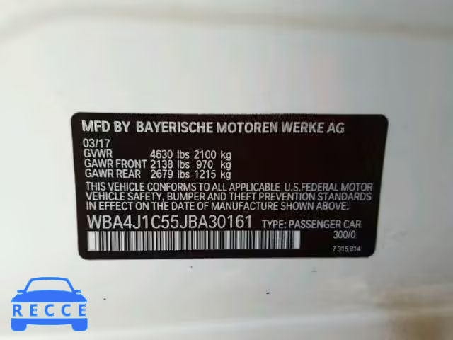 2018 BMW 430I GRAN WBA4J1C55JBA30161 image 9