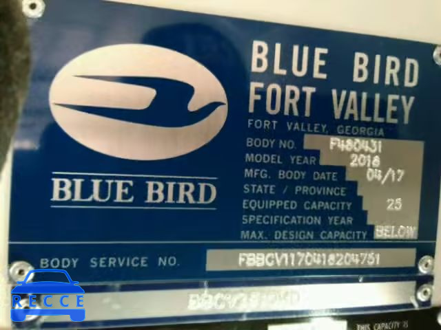 2018 BLUE BIRD SCHOOL BUS 1BAKCCSA2JF341822 image 9