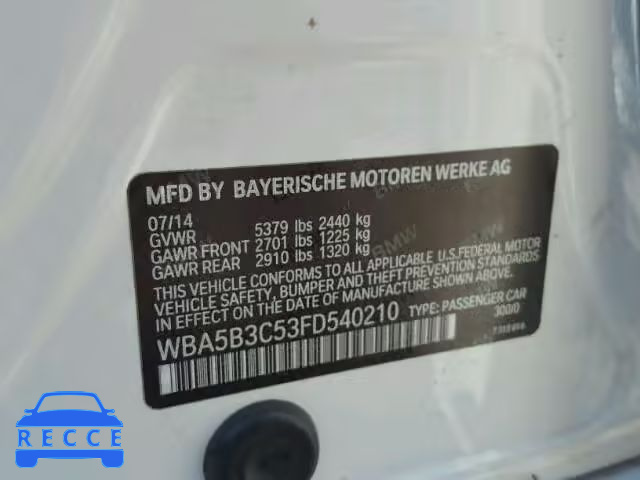 2015 BMW 535 XI WBA5B3C53FD540210 image 9