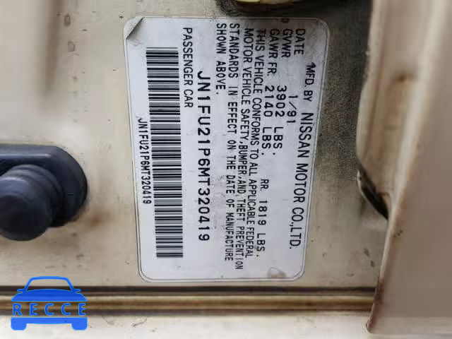 1991 NISSAN STANZA JN1FU21P6MT320419 image 9
