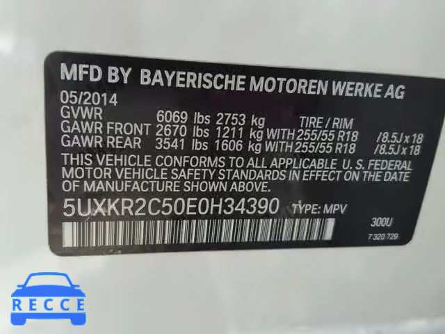 2014 BMW X5 SDRIVE3 5UXKR2C50E0H34390 image 9