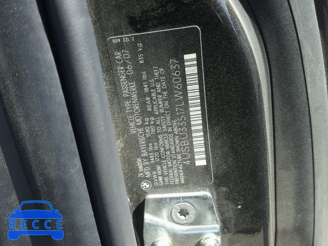 2007 BMW Z4 3.0 4USBU33517LW60637 image 9