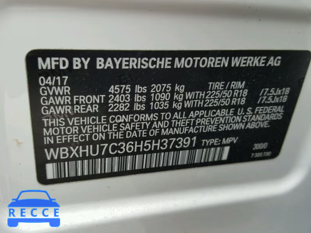 2017 BMW X1 SDRIVE2 WBXHU7C36H5H37391 image 9