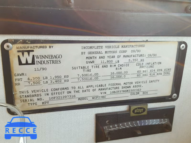1991 CHEVROLET P30 1GBJP37N6M3300363 image 9