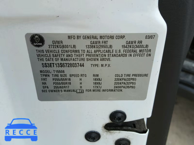 2007 SAAB 9-7X 4.2I 5S3ET13S672803744 image 9