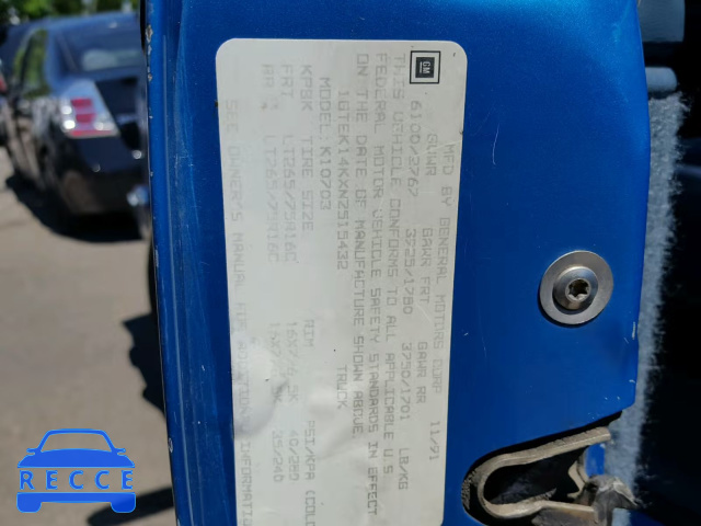 1992 GMC SIERRA K15 1GTEK14KXNZ515432 image 9