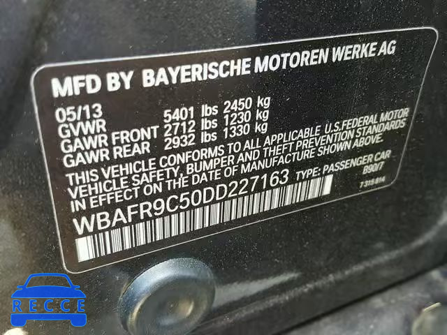 2013 BMW 550 I WBAFR9C50DD227163 image 9
