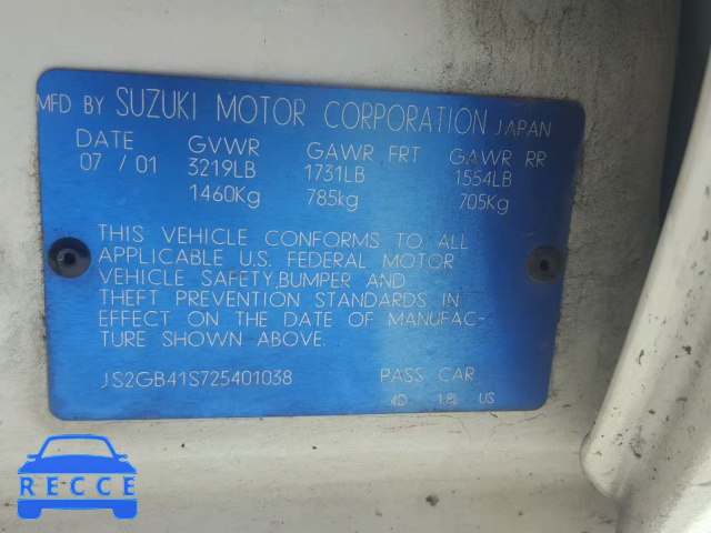 2002 SUZUKI ESTEEM GL JS2GB41S725401038 image 9