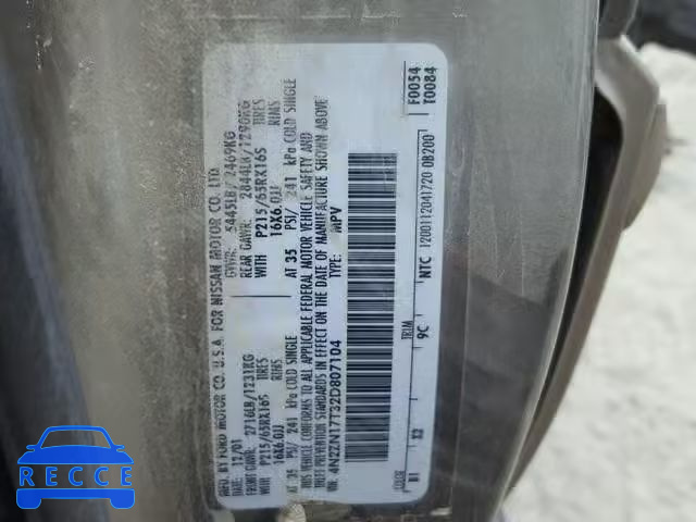 2002 NISSAN QUEST GLE 4N2ZN17T32D807104 image 9