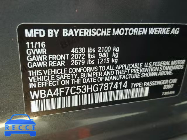 2017 BMW 430I GRAN WBA4F7C53HG787414 image 9