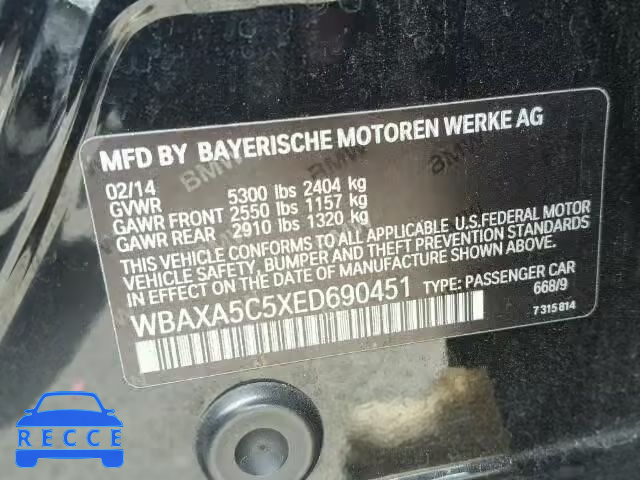 2014 BMW 535 D WBAXA5C5XED690451 зображення 9