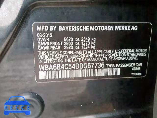 2013 BMW 650 XI WBA6B4C54DDG67736 image 9