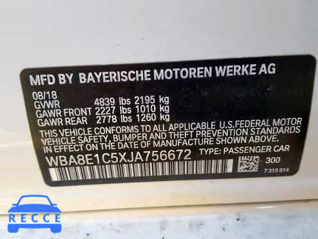2018 BMW 330E WBA8E1C5XJA756672 зображення 9