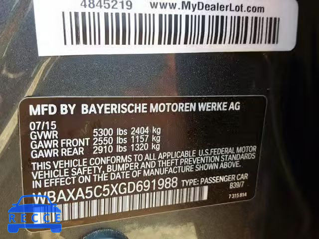 2016 BMW 535 D WBAXA5C5XGD691988 image 9