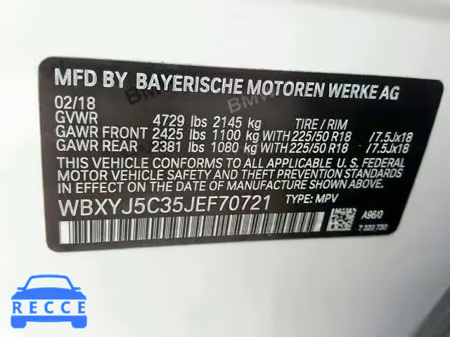 2018 BMW X2 XDRIVE2 WBXYJ5C35JEF70721 Bild 9