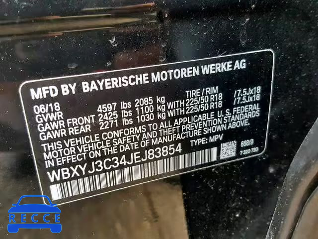 2018 BMW X2 SDRIVE2 WBXYJ3C34JEJ83854 image 9