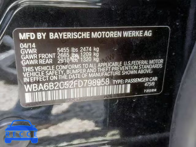 2015 BMW 650 I WBA6B2C52FD798958 Bild 9