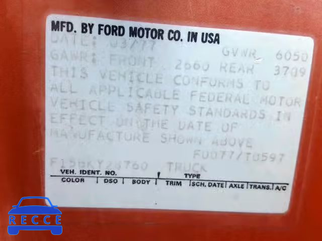 1977 FORD CSX F15BKY28760 image 9