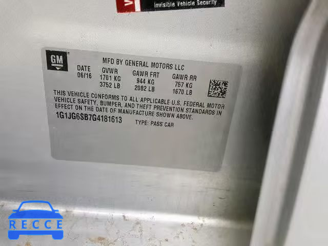 2016 CHEVROLET SONIC RS 1G1JG6SB7G4181613 image 9