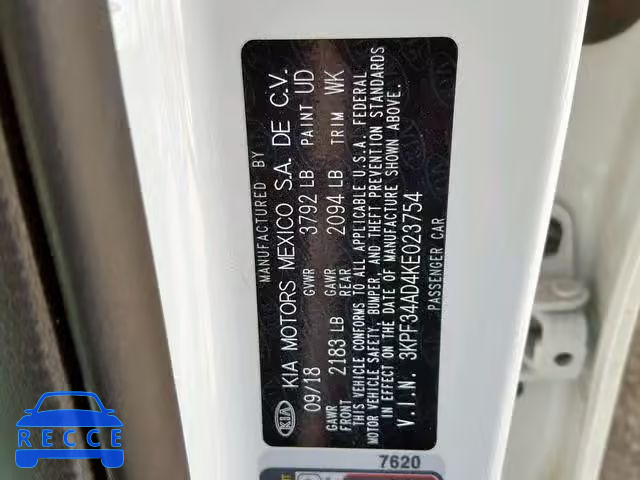 2019 KIA FORTE GT L 3KPF34AD4KE023754 image 9