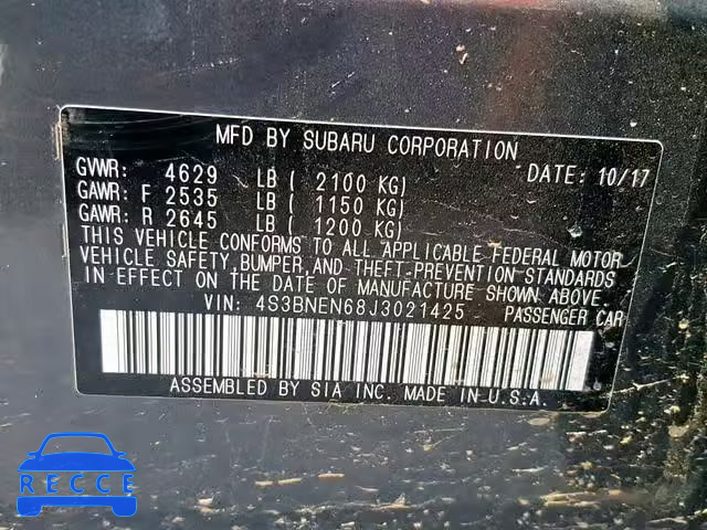 2018 SUBARU LEGACY 3.6 4S3BNEN68J3021425 Bild 9