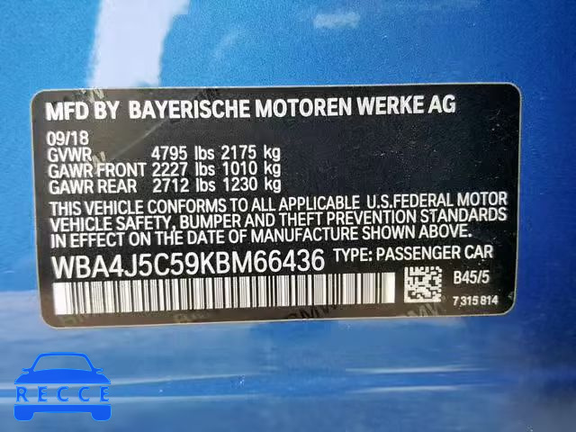 2019 BMW 440I GRAN WBA4J5C59KBM66436 image 9