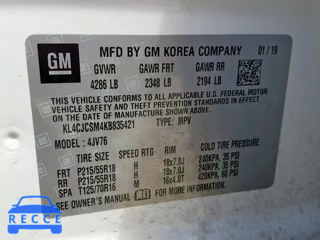 2019 BUICK ENCORE ESS KL4CJCSM4KB835421 Bild 9