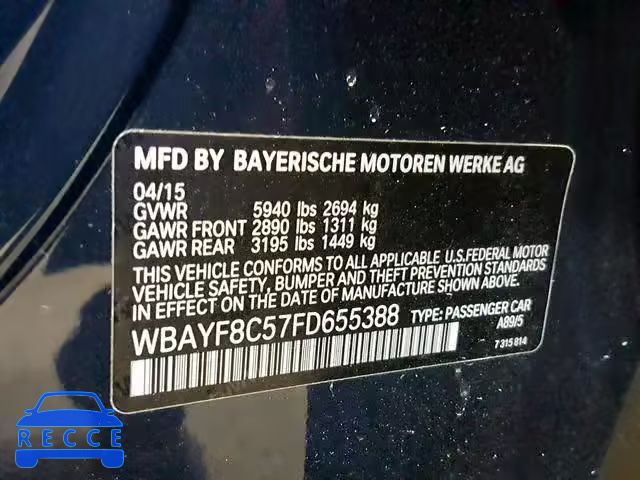 2015 BMW 750 LXI WBAYF8C57FD655388 image 9