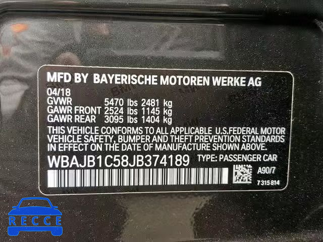 2018 BMW 530XE WBAJB1C58JB374189 зображення 9
