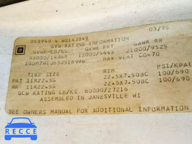 1995 GMC TOPKICK C7 1GDM7H1J6SJ518996 image 9