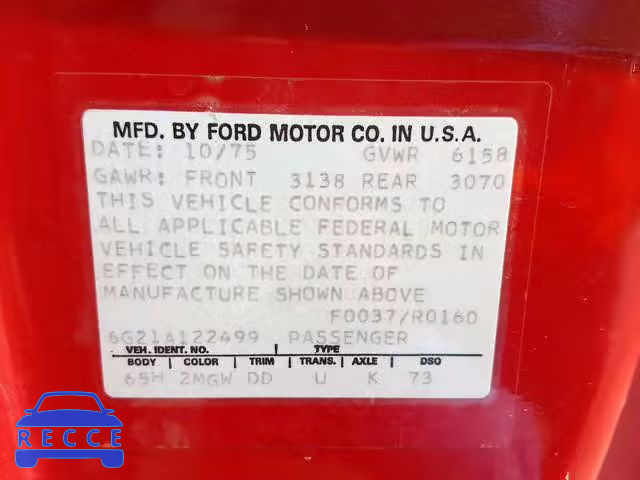 1976 FORD ELITE 6G21A122499 image 9