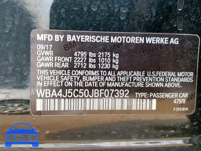 2018 BMW 440I GRAN WBA4J5C50JBF07392 image 9