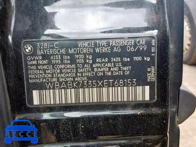 1999 BMW 328 IC WBABK7335XET68153 image 9