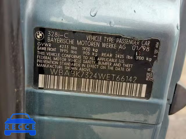 1998 BMW 328 IC WBABK7324WET66142 image 9