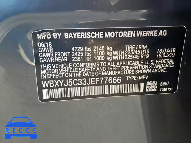 2018 BMW X2 XDRIVE2 WBXYJ5C33JEF77666 зображення 9