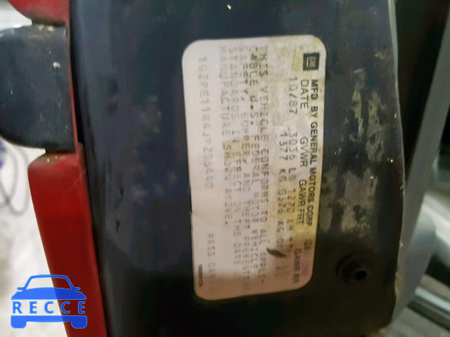 1988 PONTIAC FIERO 1G2PE11R4JP206440 image 9