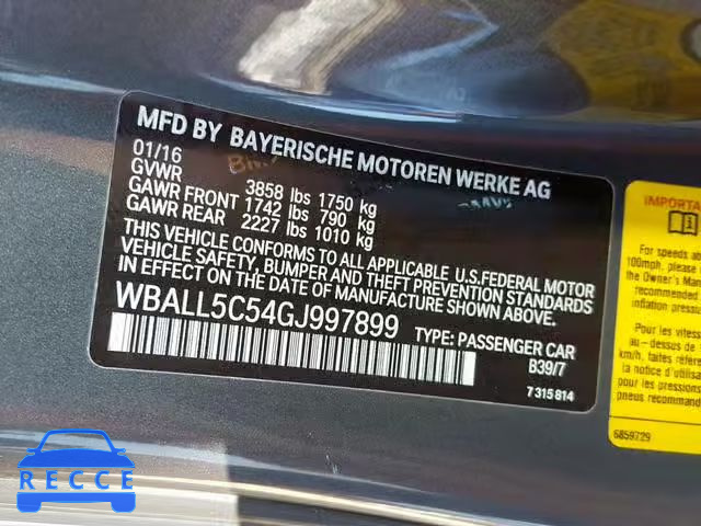 2016 BMW Z4 SDRIVE2 WBALL5C54GJ997899 зображення 9
