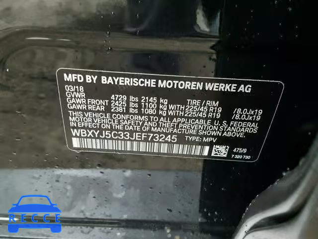 2018 BMW X2 XDRIVE2 WBXYJ5C33JEF73245 зображення 9