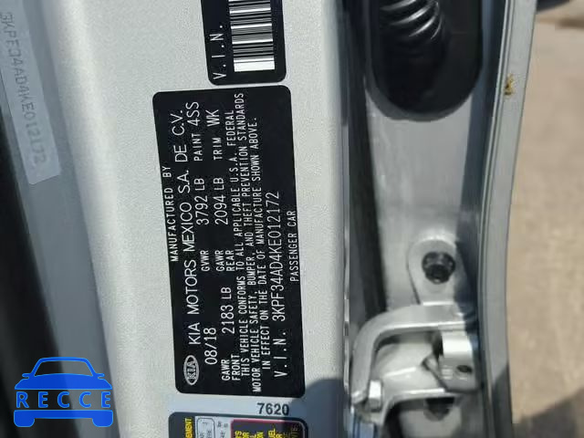 2019 KIA FORTE GT L 3KPF34AD4KE012172 image 9