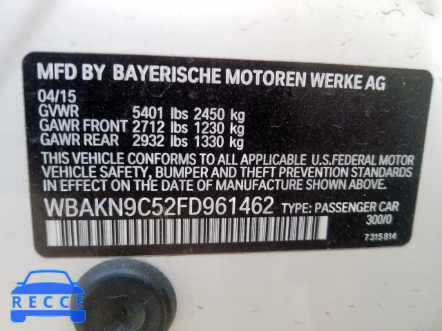 2015 BMW 550 I WBAKN9C52FD961462 Bild 9