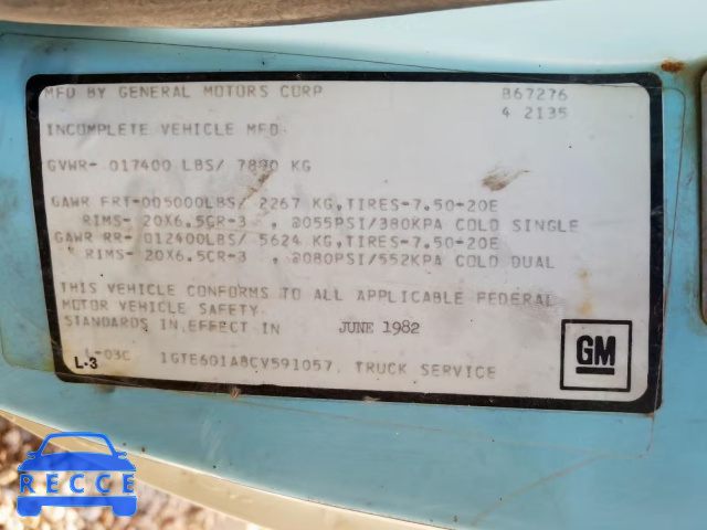 1982 GMC C6000 C6D0 1GTE6D1A8CV591057 image 9