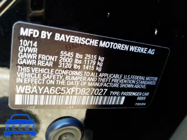 2015 BMW 740 I WBAYA6C5XFD827027 image 9