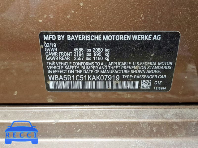 2019 BMW 330I WBA5R1C51KAK07919 image 9