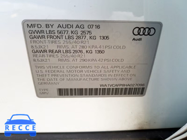 2017 AUDI SQ5 PRESTI WA1VCAFP8HA027096 image 9